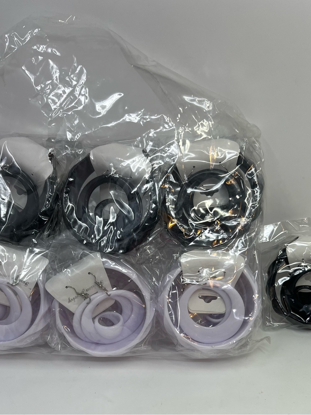 Lot Of 12 Bracelet Earring Ring Sets Black White New In Package 3 Piece Set Each